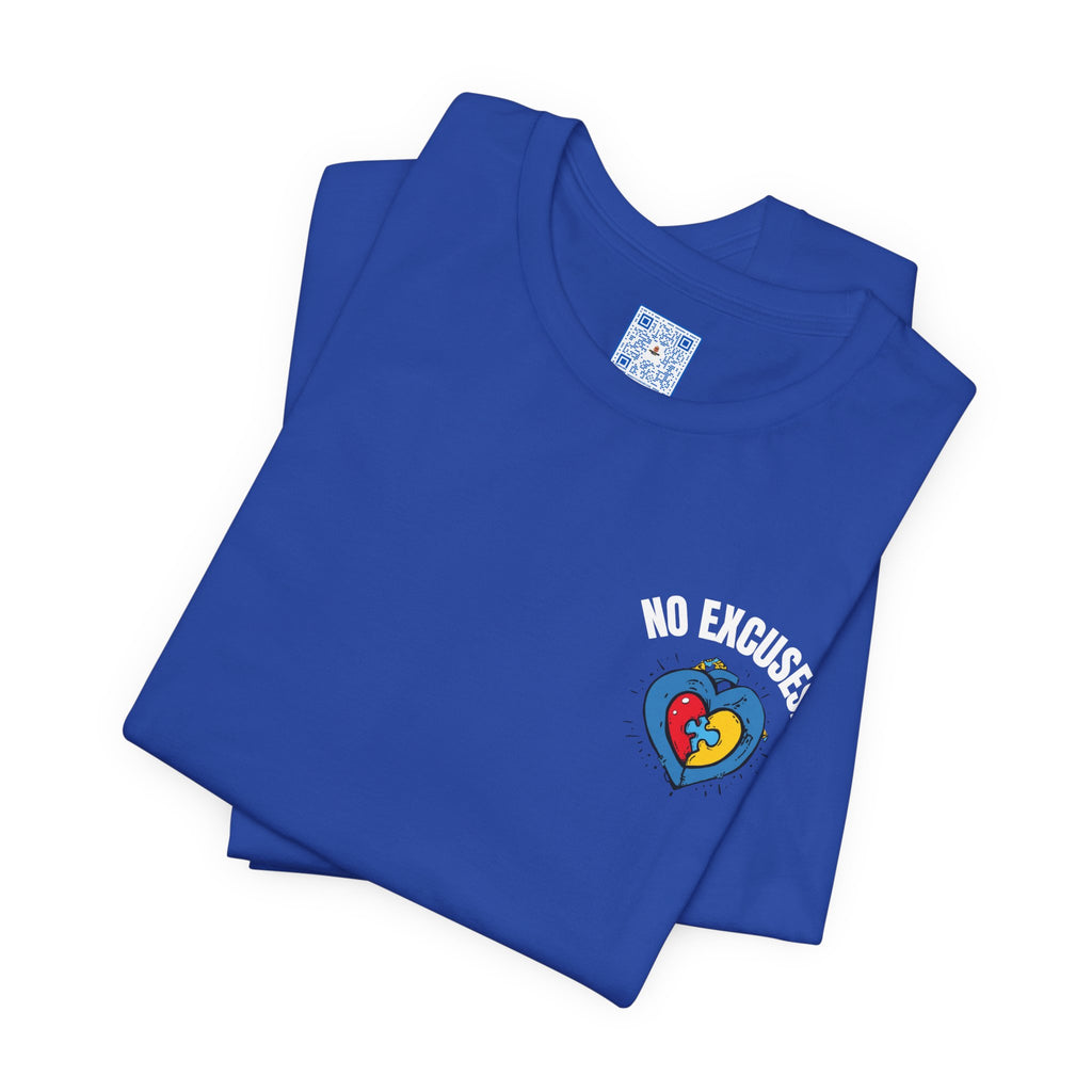 Akeem’s Adventures “No Excuses / Never Give Up” Autism Awareness T-Shirt – Blue Motivational Streetwear Tee