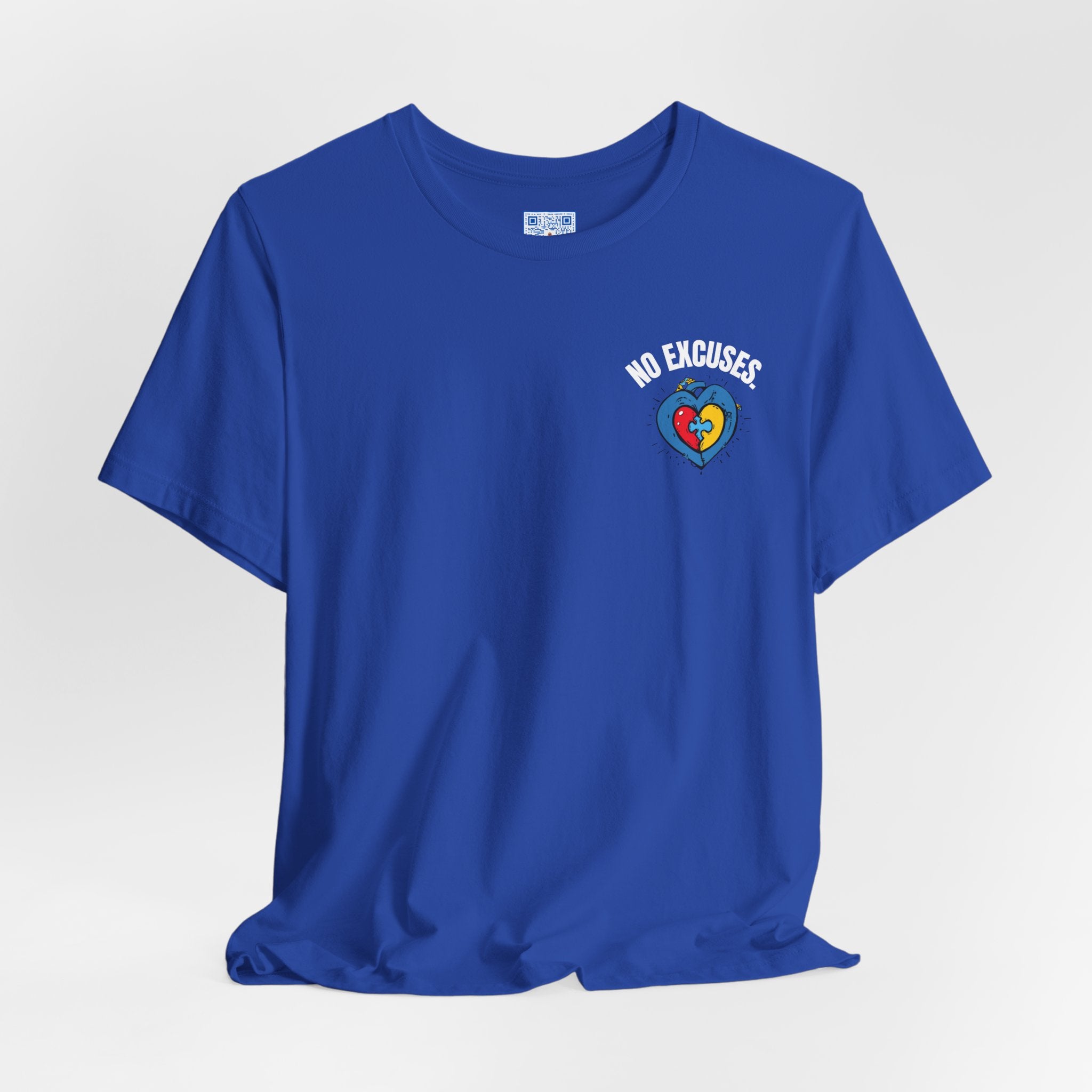 Akeem’s Adventures “No Excuses / Never Give Up” Autism Awareness T-Shirt – Blue Motivational Streetwear Tee